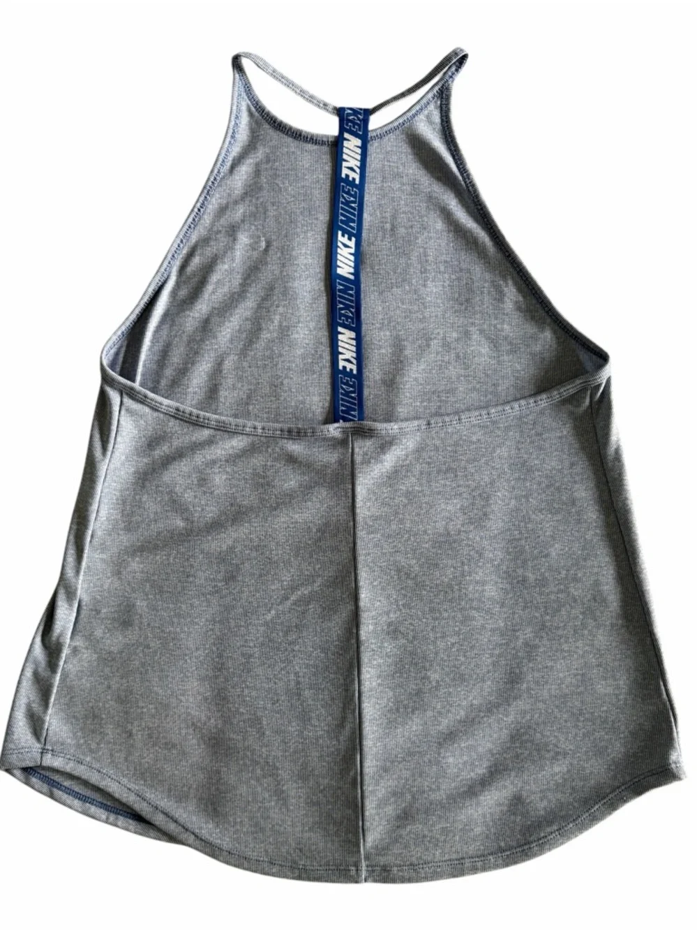 NWOT Nike Dri-Fit Light Blue High Neck Tank Open Back Logo Strap Size L